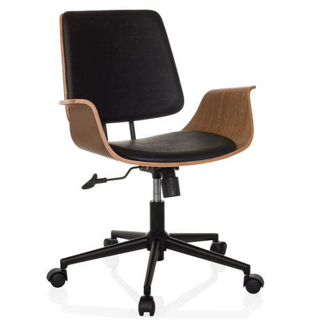 Home Office kontorsstol CENCA II med svart klädsel, träskål och underrede med hjul från hjh LIVING