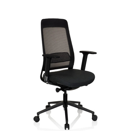 Professionell kontorsstol CHIARO T1 BLACK i svart med nätryggstöd och armstöd från hjh OFFICE