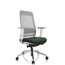 Professionell kontorsstol CHIARO T2 WHITE med grått nätryggstöd, mörkgrön sits och vit ram från hjh OFFICE