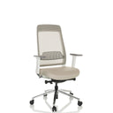 Professionell kontorsstol CHIARO T2 WHITE i beige och grått med nätryggstöd och vitt underrede från hjh OFFICE