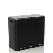 Schwarzer Mülleimer Clean 9 mit drei Fächern und silbernen Griffen von hjh OFFICE