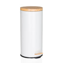 Vit papperskorg CLEAN BAMBOO med matt finish, bambulock och fotpedal från hjh OFFICE