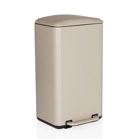 Beige papperskorg CLEAN BEVA med en volym på 30 liter och fotpedal från hjh OFFICE