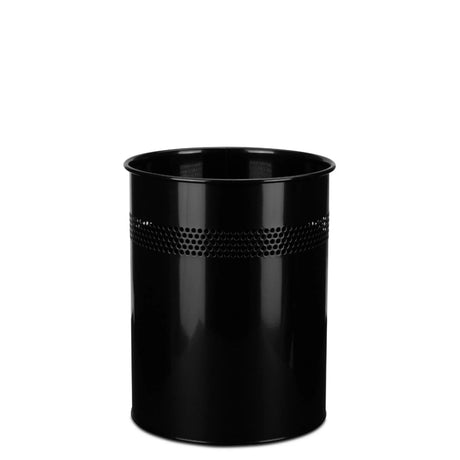 Svart Papperskorg CLEAN III med hålmönster i den övre delen från hjh OFFICE