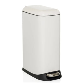 Vit CLEAN SLIM papperskorg med svart fotpedal och avtagbart lock från hjh OFFICE