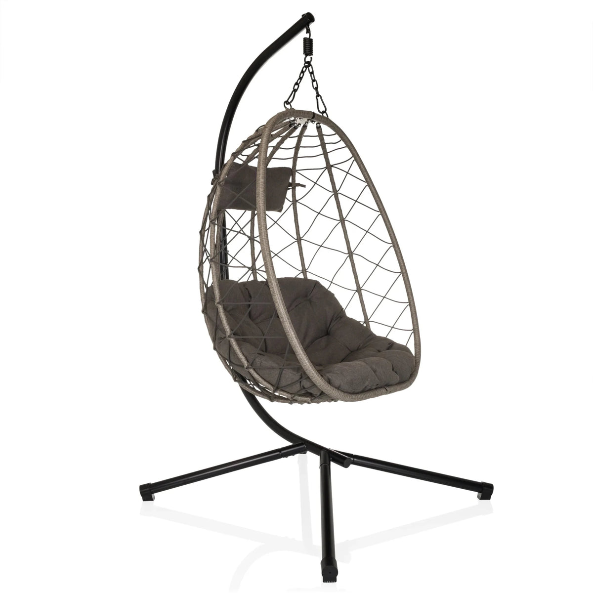 Hängstol COCOVA med grå dyna, flätad look och svart stomme från hjh LIVING