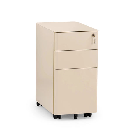 Beige Rullcontainer COLOR I i metall med tre lådor och hjul från hjh OFFICE