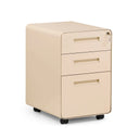 Beige Rullcontainer COLOR PLUS I i metall med tre lådor och hjul från hjh OFFICE