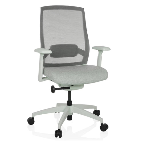 Professionell kontorsstol COLORE i frostgrått med nätryggstöd och armstöd från hjh OFFICE