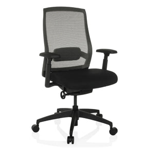 Svart Professionell kontorsstol COLORE med nätryggstöd och armstöd från hjh OFFICE