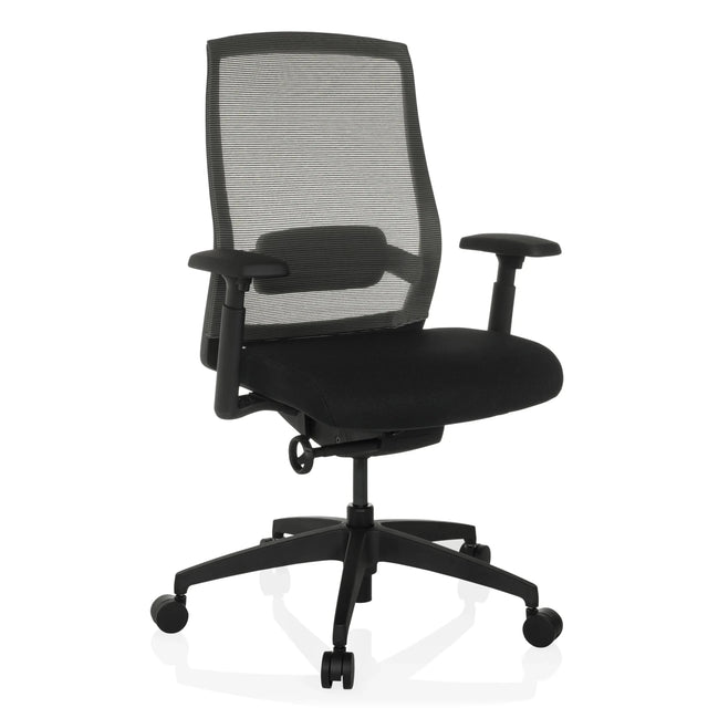 Svart Professionell kontorsstol COLORE med nätryggstöd och armstöd från hjh OFFICE