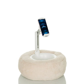 Beige Hållare för mobiltelefon & surfplatta COMFILAP II med mjuk undersida och vit ledad arm från hjh OFFICE