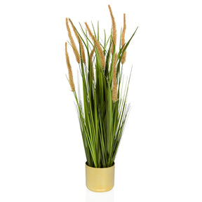 Konstgjorda växter CORTADERIA I i beige och grönt med guldfärgad kruka från hjh OFFICE
