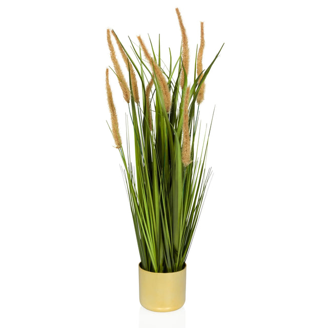 Konstgjorda växter CORTADERIA I i beige och grönt med guldfärgad kruka från hjh OFFICE