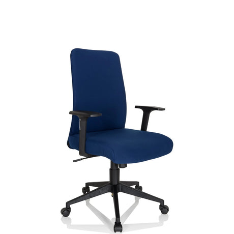 Home Office kontorsstol COSIO I med blå tygklädsel, svarta armstöd och hjul från hjh OFFICE