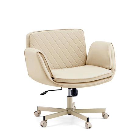 Home Office kontorsstol Criss-Cross 10 i beige med quiltat ryggstöd och stjärnfot med hjul från hjh LIVING