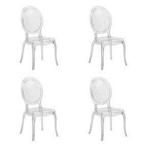 Set om fyra genomskinliga fyrbenta stolar CRISTALIO i genomskinlig plast från hjh LIVING