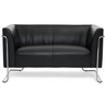 Schwarzes Loungesofa CURACAO als Zweisitzer mit glänzendem Chromgestell von hjh OFFICE