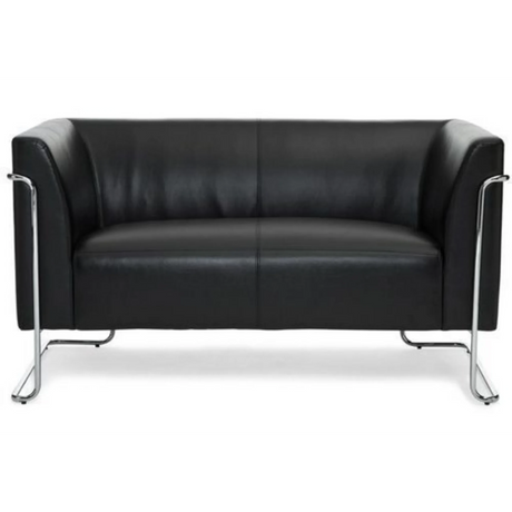 Schwarzes Loungesofa CURACAO als Zweisitzer mit glänzendem Chromgestell von hjh OFFICE