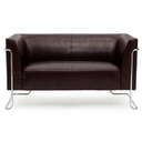 Braunes Loungesofa CURACAO als Zwei-Sitzer mit glänzendem Chromgestell von hjh OFFICE