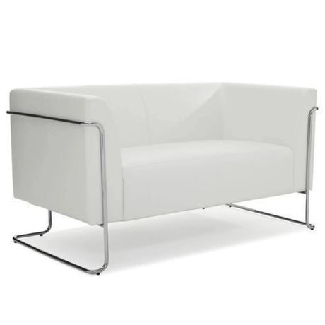 Vit Loungesoffa CURACAO som tvåsitssoffa med kromad medeställning från hjh OFFICE