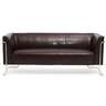 Braunes Loungesofa CURACAO als Drei-Sitzer mit Lederbezug und verchromtem Gestell von hjh OFFICE