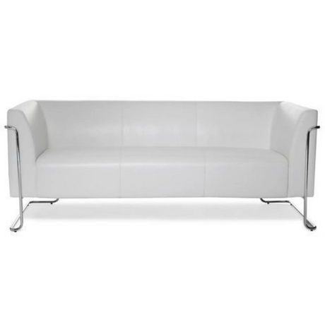 Vit loungesoffa CURACAO som tresitssoffa med förkromad metallram från hjh OFFICE