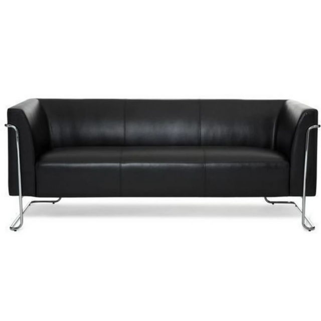 Svart loungesoffa CURACAO som tresitssoffa med blank metallram från hjh OFFICE