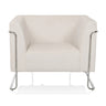 Vit Loungefåtölj Curacao Cord med ribbad tygklädsel och silverfärgad metallram från hjh LIVING
