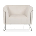 Vit Loungefåtölj Curacao Cord med ribbad tygklädsel och silverfärgad metallram från hjh LIVING