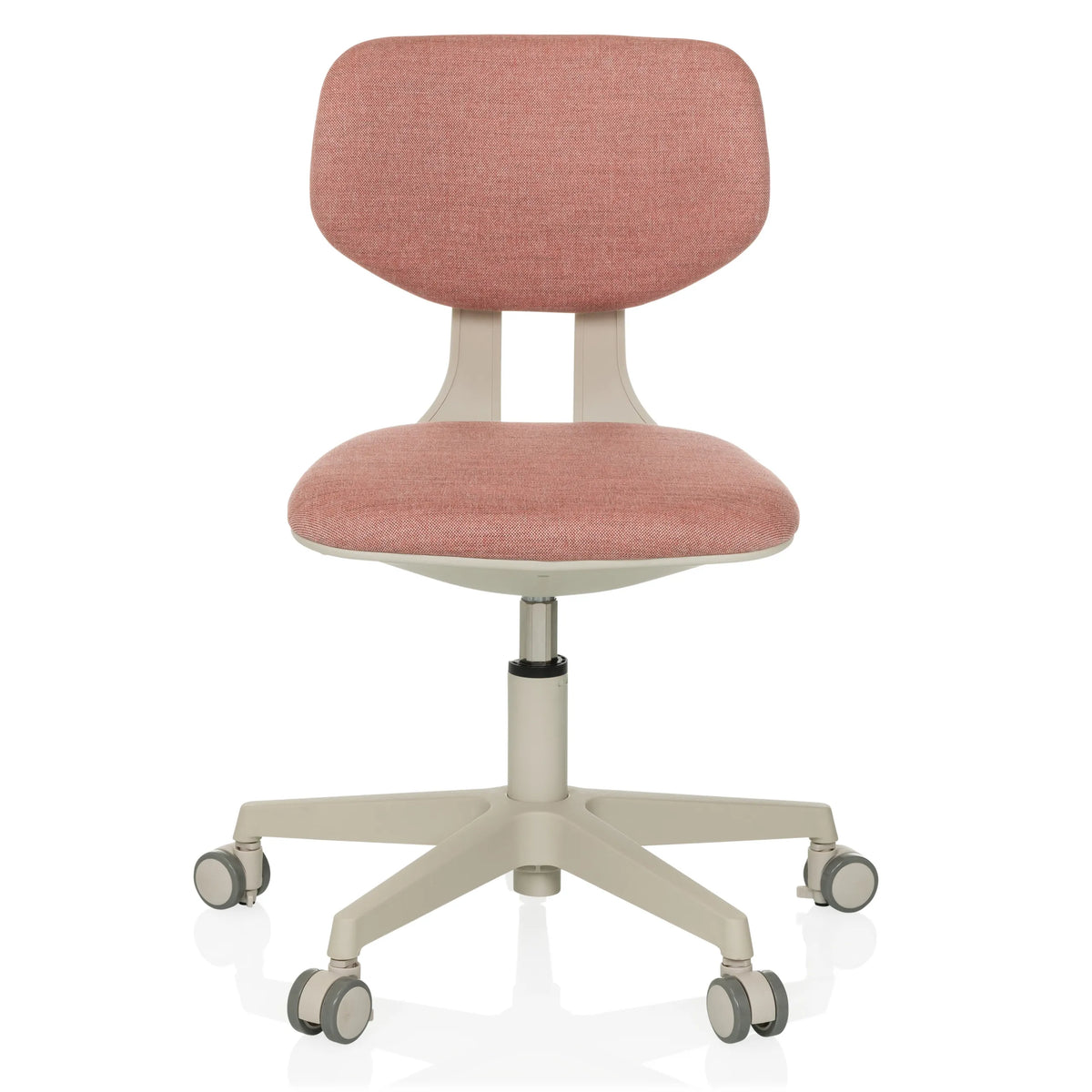 Rosa Snurrstol för barn KIDDY CLASSIC med vadderad sits och femhjulig stjärnfot från hjh OFFICE – 360-gradersvy (framifrån 0°)