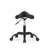 Svart sadelpall Sattix med gasfjäder och femstjärnig fotkorsbas med hjul från hjh OFFICE – 360-gradersvy (framifrån 0°)