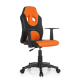 Svart-orange Snurrstol för barn KID GAME AL med nätrygg och femhjulig fotkorsbas från hjh OFFICE – 360-gradersvy (snett framifrån 40°)