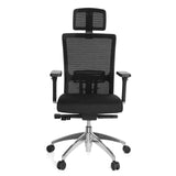 Svart Professionell kontorsstol ASTRA LUX med nätrygg, nackstöd och femhjulig fotkorsbas från hjh OFFICE – 360-gradersvy (framifrån 0°)