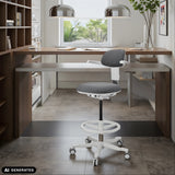 Arbetsstol TOP WORK 40 W i mörkgrå med vit stjärnfot och fotring från hjh OFFICE (AI-genererad bild)