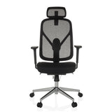 Svart Professionell kontorsstol RALOO PRO med nätrygg och femstjärnig fotkorsbas med hjul från hjh OFFICE – 360-gradersvy (framifrån 0°)