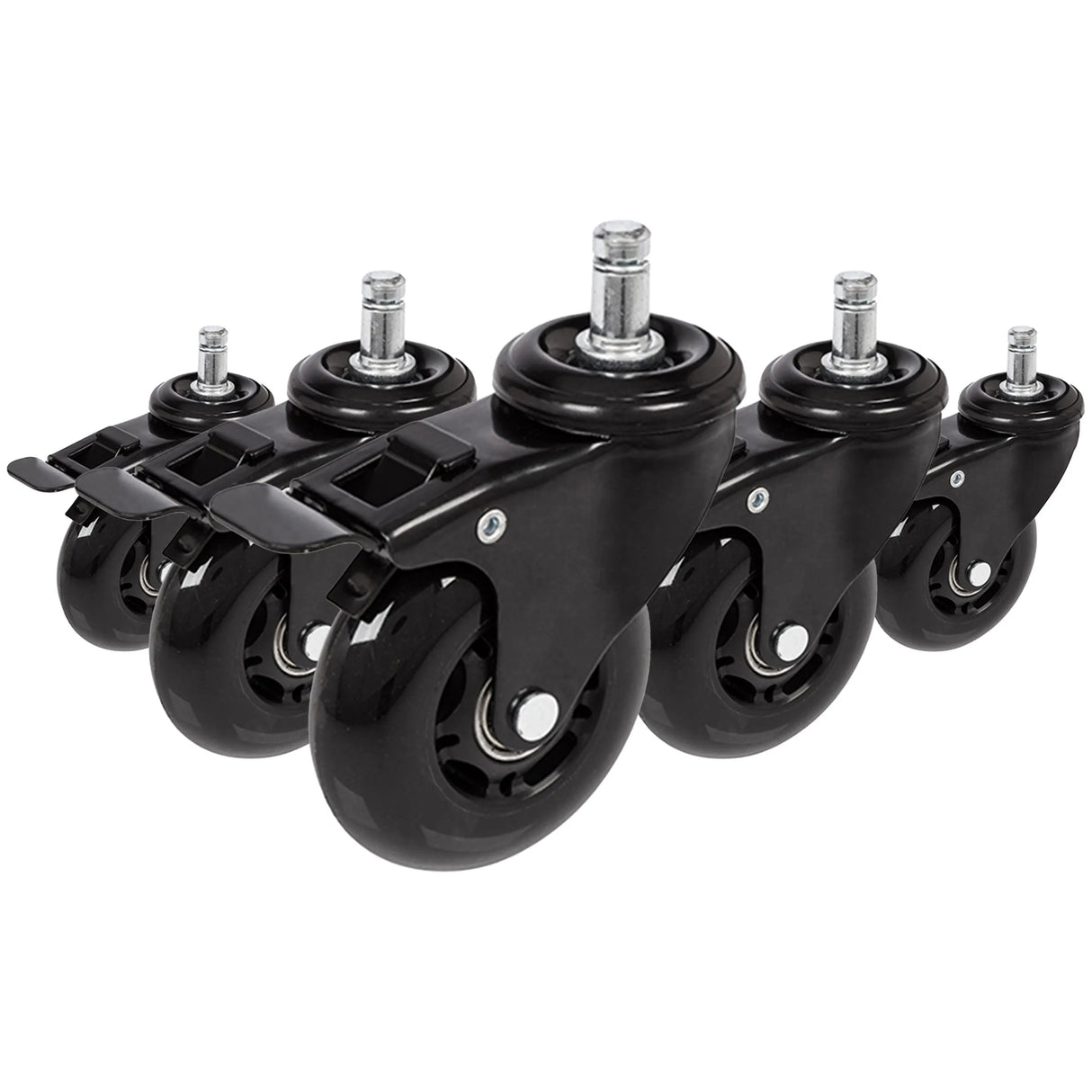 5x ROLO SKATE S 11mm/75mm med låsbar broms | Hårda golv - Stol på hjul 