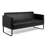 Svart loungesoffa ARUBA BLACK med rutstygning och metallstomme från hjh OFFICE – 360-gradersvy (bakifrån 180°)
