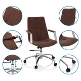 Home Office kontorsstol SARANTO II i mellanbrun med detaljvyer av tyg, armstöd och gasfjäder från hjh OFFICE