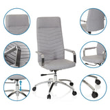 Ljusgrå Home Office kontorsstol SARANTO PLUS med detaljvyer av tyg, armstöd, gasfjäder och hjul från hjh OFFICE