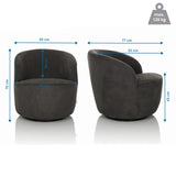 Maßansicht des Loungesessels BRAMWICH mit einer Breite von 65 cm und einer Höhe von 70 cm von hjh LIVING