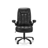 Svart XXL snurrstol INSTRUCTOR III i konstläder med stjärnfot och fem hjul från hjh OFFICE – 360-gradersvy (framifrån 0°)