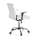 Vit Home Office kontorsstol ERNESTO med quiltad stoppning och femhjulig fotkorsbas från hjh OFFICE – 360-gradersvy (snett bakifrån 120°)