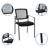 Schwarzer Besucherstuhl MEET B mit Netzrückenlehne, Armlehnen und gepolsterter Sitzfläche von hjh OFFICE