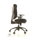 Svart Professionell kontorsstol WELLPOINT 30 K2 med armstöd och femhjulig fotkorsbas från Topstar – 360-gradersvy (sidoprofil 80°)