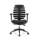 Svart Professionell kontorsstol ERGO LINE II med segmenterat ryggstöd och femhjulig stjärnfot från hjh OFFICE – 360-gradersvy (framifrån 0°)