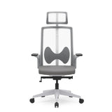Grå Professionell kontorsstol ARCEO W med nätrygg, nackstöd och femstjärnigt fotkors med hjul från hjh OFFICE – 360-gradersvy (framifrån 0°)