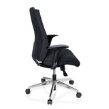 Svart Professionell kontorsstol PRO-TEC 250 med armstöd och femhjulig stjärnfot från hjh OFFICE – 360-gradersvy (sidoprofil 100°)
