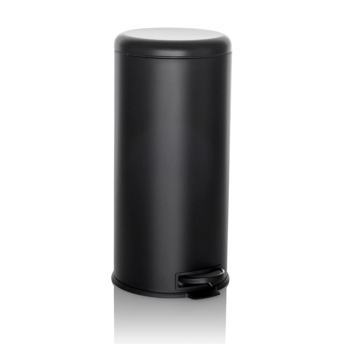 Svart Papperskorg CLEAN STEP med lock och fotpedal från hjh OFFICE – 360-gradersvy (snett framifrån 30°)