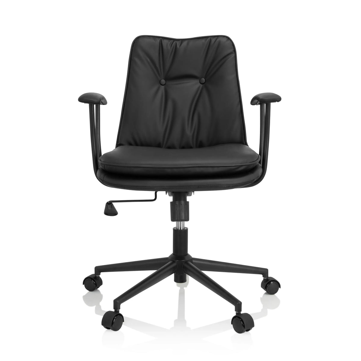 Svart Home Office kontorsstol SMALLO med vaddering och femhjulig fotkorsbas från hjh OFFICE – 360-gradersvy (framifrån 0°)